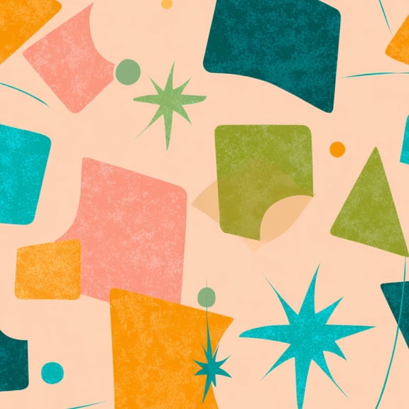 Peel and Stick Wallpaper 17.7in x 9.8ft Mid Century Modern Boomerang seamless retro stars orange Contact Paper Vinyl Waterproof Self Adhesive Wall Paper for Bedroom Shelf Cabinet Renter Friendly