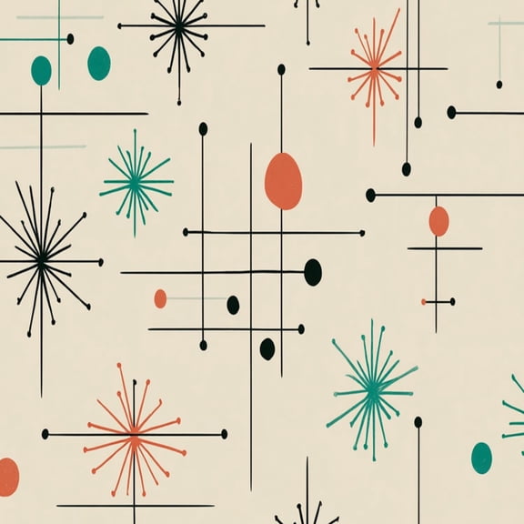 Peel and Stick Wallpaper 17.7in x 9.8ft Mid Century Modern Vintage Retro Mod Fifties Contact Paper Vinyl Waterproof Self Adhesive Wall Paper for Bedroom Shelf Cabinet Renter Friendly