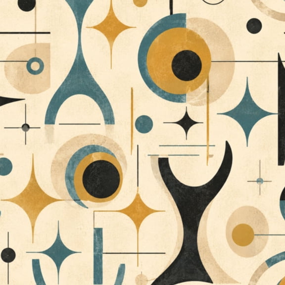 Peel and Stick Wallpaper 17.7in x 9.8ft Mid Century Vintage Modern Retro Circular Motifs Contact Paper Vinyl Waterproof Self Adhesive Wall Paper for Bedroom Shelf Cabinet Renter Friendly