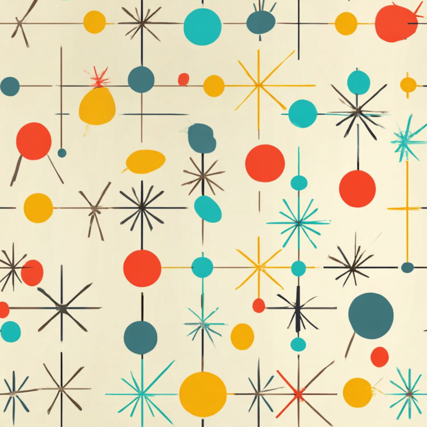 Peel and Stick Wallpaper 17.7in x 9.8ft Mid century fifties modern retro colors seamless Part Contact Paper Vinyl Waterproof Self Adhesive Wall Paper for Bedroom Shelf Cabinet Renter Friendly