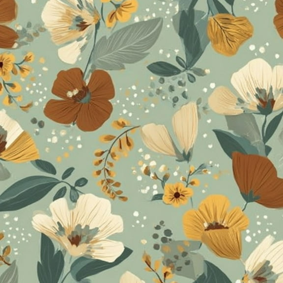 Peel and Stick Wallpaper 17.7in x 9.8ft Muted Sage Green Floral Brown Yellow Blooms Contact Paper Vinyl Self-Adhesive Removable Wall Paper for Bedroom DIY Home Decor Renter Friendly