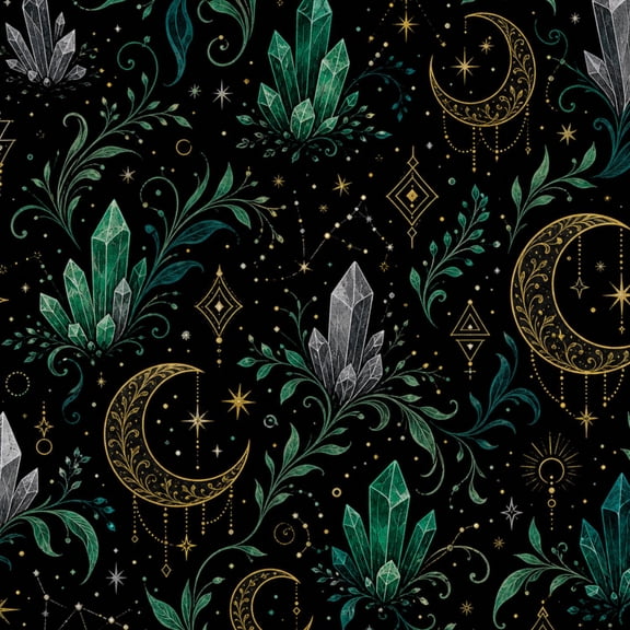 Peel and Stick Wallpaper 17.7in x 9.8ft Mystical Moon Crystal Green Leaves Black botanical Contact Paper Vinyl Waterproof Self Adhesive Wall Paper for Bedroom Shelf Cabinet Renter Friendly