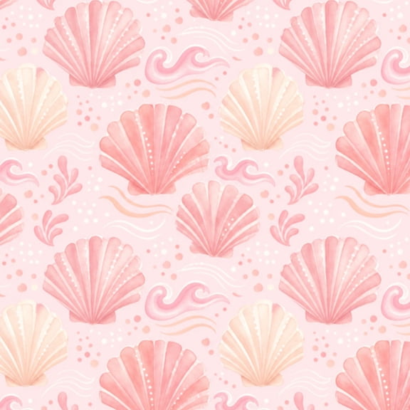 Peel and Stick Wallpaper 17.7in x 9.8ft Pink Seashell Scallop Soft Watercolor Coastal Style Contact Paper Vinyl Waterproof Self Adhesive Wall Paper for Bedroom Shelf Cabinet Renter Friendly