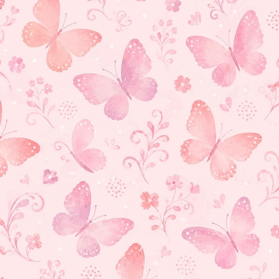 Peel and Stick Wallpaper 17.7in x 9.8ft Pink Watercolor Butterflies Floral Swirl Seamless Contact Paper Vinyl Waterproof Self Adhesive Wall Paper for Bedroom Shelf Cabinet Renter Friendly