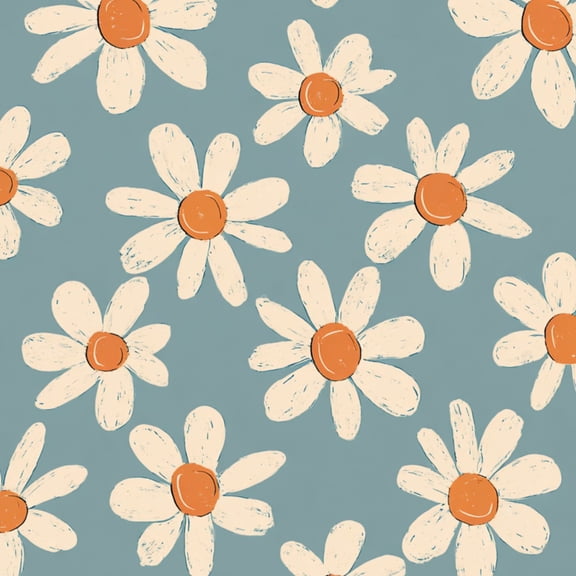 Peel and Stick Wallpaper 17.7in x 9.8ft Retro Daisy Floral Soft Orange White Flowers Contact Paper Vinyl Waterproof Self Adhesive Wall Paper for Bedroom Shelf Cabinet Renter Friendly