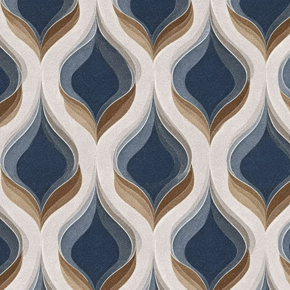 Peel and Stick Wallpaper 17.7in x 9.8ft Retro Geometric Wave Navy Blue Brown Tones Contact Paper Vinyl Waterproof Self Adhesive Wall Paper for Bedroom Shelf Cabinet Renter Friendly