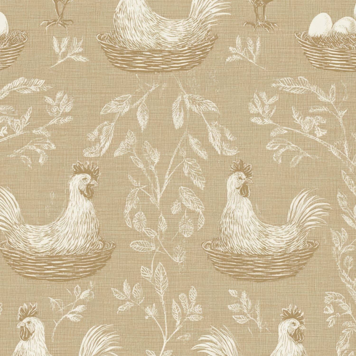 Peel and Stick Wallpaper 17.7in x 9.8ft Rustic Farmhouse Chicken Nesting Neutral Beige Contact Paper Vinyl Waterproof Self Adhesive Wall Paper for Bedroom Shelf Cabinet Renter Friendly