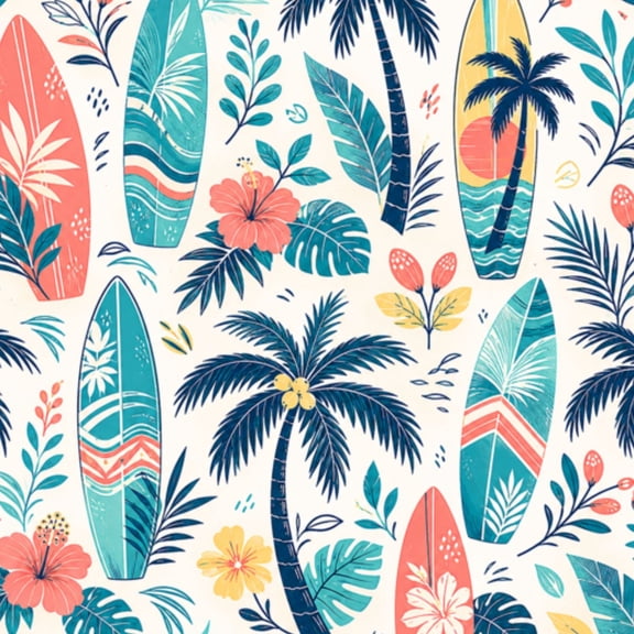 Peel and Stick Wallpaper 17.7in x 9.8ft Summer seamless Palm tree surfboard print Contact Paper Vinyl Waterproof Self Adhesive Wall Paper for Bedroom Shelf Cabinet Renter Friendly
