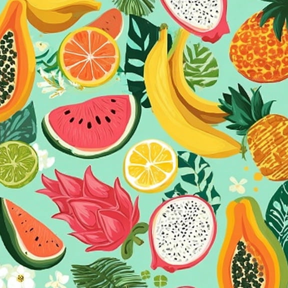 Peel and Stick Wallpaper 17.7in x 9.8ft Tropical Fruit Papaya Pineapple Watermelon Dragon Fruit Contact Paper Vinyl Waterproof Self Adhesive Wall Paper for Bedroom Shelf Cabinet Renter Friendly
