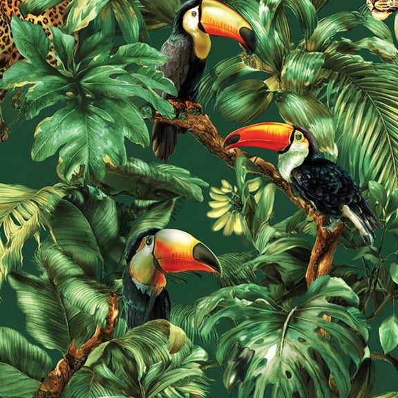 Peel and Stick Wallpaper 17.7in x 9.8ft Tropical Jungle Colorful Toucans Greenery Contact Paper Vinyl Waterproof Self Adhesive Wall Paper for Bedroom Shelf Cabinet Renter Friendly