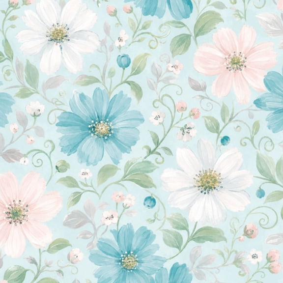 Peel and Stick Wallpaper 17.7in x 9.8ft Turquoise Flowers Teal Daisy Flower Butterfly Rustic Contact Paper Vinyl Waterproof Self Adhesive Wall Paper for Bedroom Shelf Cabinet Renter Friendly