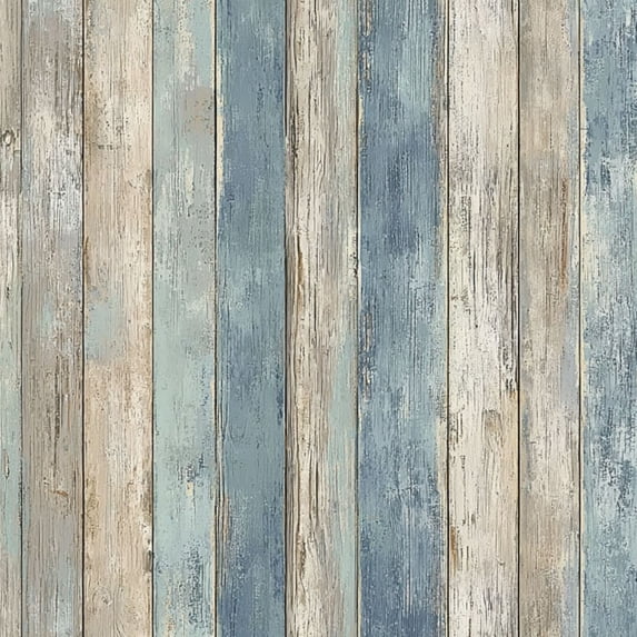 Peel and Stick Wallpaper 17.7in x 9.8ft Vintage Blue Neutral Wooden Plank Wall Design Contact Paper Vinyl Waterproof Self Adhesive Wall Paper for Shelf Cabinet Hunting Cabin
