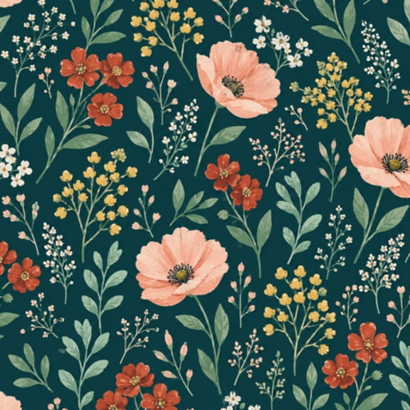 Peel and Stick Wallpaper 17.7in x 9.8ft Vintage Botanical Floral Pink Yellow Blooms Dark Green Contact Paper Vinyl Waterproof Self Adhesive Wall Paper for Bedroom Shelf Cabinet Renter Friendly