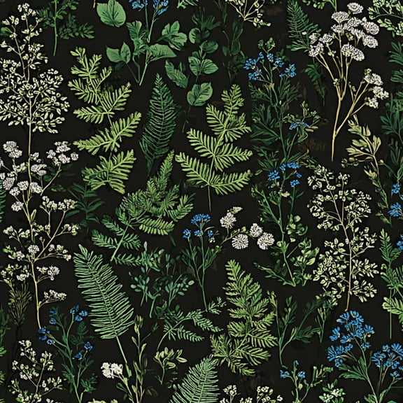 Peel and Stick Wallpaper 17.7in x 9.8ft Vintage Floral Ferns Delicate Flowers Dark Contact Paper Vinyl Waterproof Self Adhesive Wall Paper for Bedroom Shelf Cabinet Renter Friendly