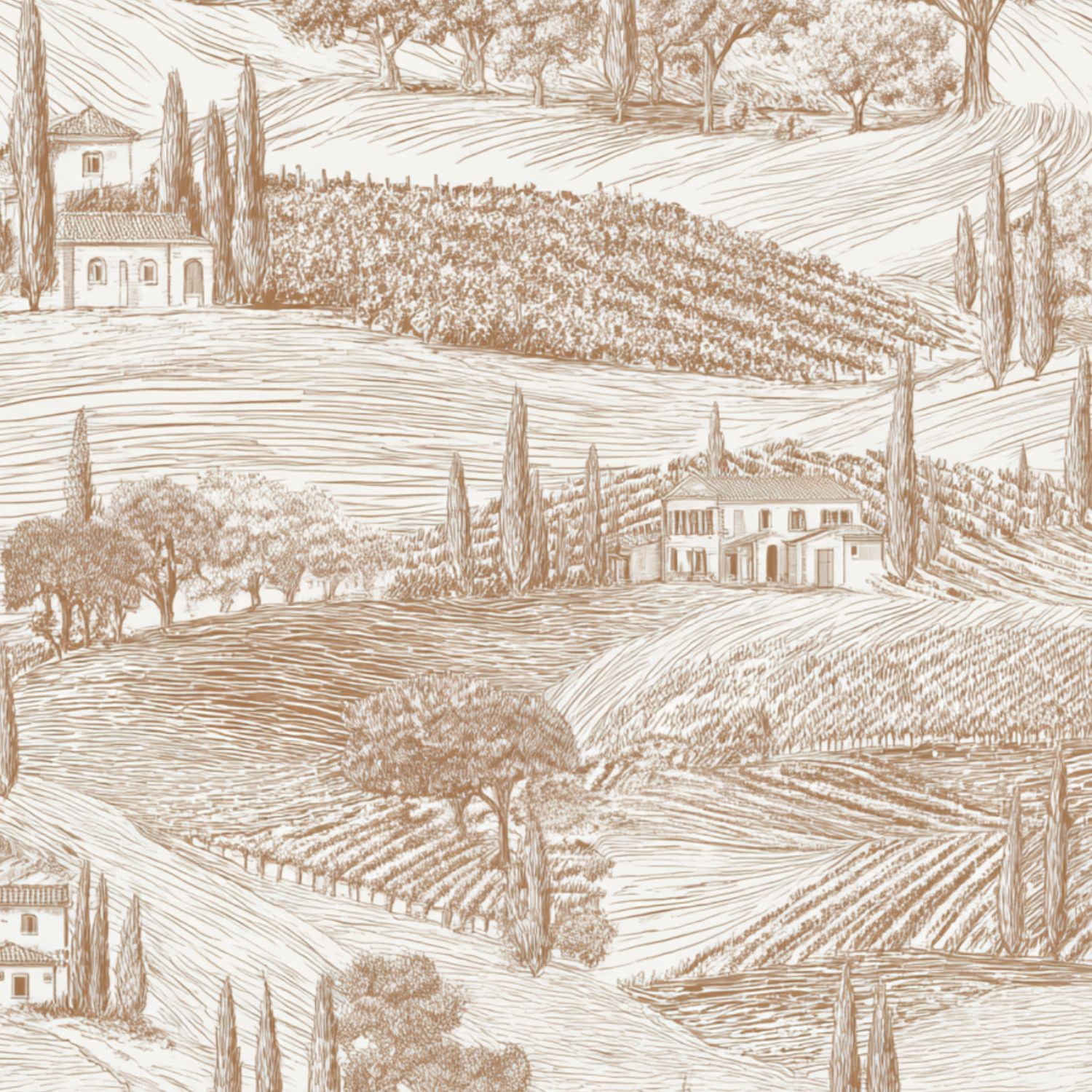 Peel and Stick Wallpaper 17.7in x 9.8ft Vintage Tuscan Landscape Vineyards Olive Trees Rolling Hills Contact Paper Vinyl Waterproof Self Adhesive Wall Paper for Bedroom Shelf Cabinet Renter Friendly
