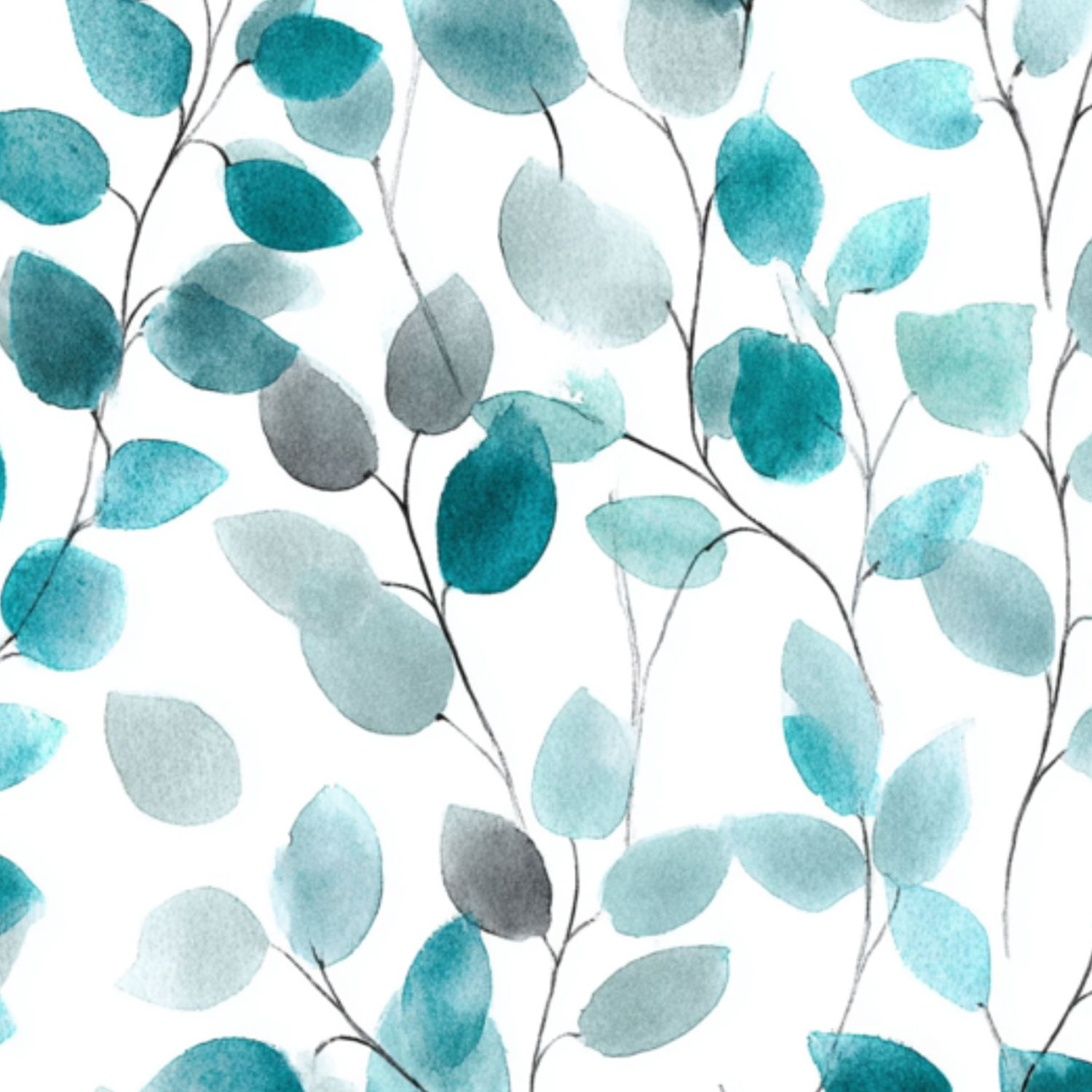 Peel and Stick Wallpaper 17.7in x 9.8ft Watercolor Leaves Teal Gray White Contact Paper Vinyl Self-Adhesive Removable Wall Paper for Bedroom DIY Home Decor Renter Friendly