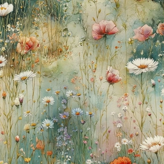 Peel and Stick Wallpaper 17.7in x 9.8ft Watercolor Wildflower Meadow Pink White Blooms Green Teal Contact Paper Vinyl Self-Adhesive Removable Wall Paper for Bedroom DIY Home Decor Renter Friendly