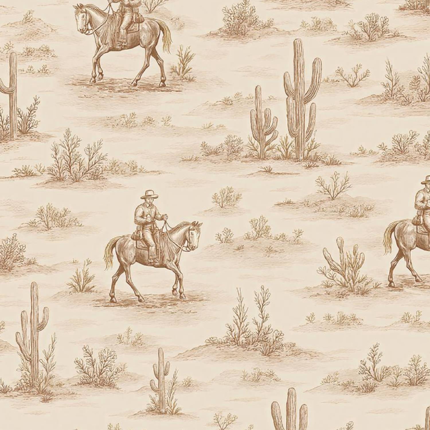 Peel and Stick Wallpaper 17.7in x 9.8ft Western Cowboy Desert Landscape Toile Sepia Contact Paper Vinyl Waterproof Self Adhesive Wall Paper for Bedroom Shelf Cabinet Renter Friendly