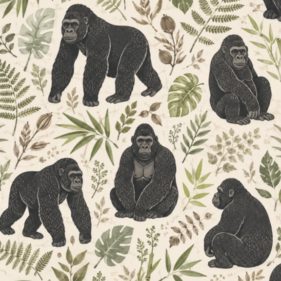 Peel and Stick Wallpaper 17.7in x 9.8ft Western Lowland Gorilla forest Contact Paper Vinyl Waterproof Self Adhesive Wall Paper for Bedroom Shelf Cabinet Renter Friendly