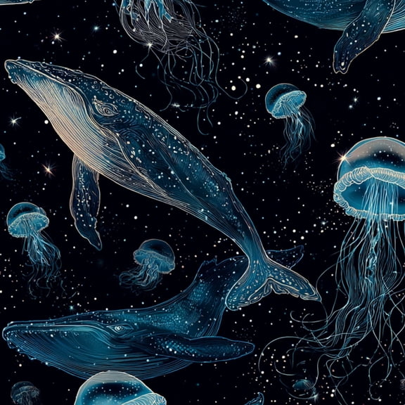 Peel and Stick Wallpaper 17.7in x 9.8ft Whales Jellyfish Swimming Ocean Contact Paper Vinyl Waterproof Self Adhesive Wall Paper for Bedroom Shelf Cabinet Renter Friendly