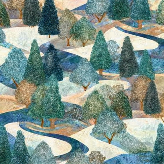 Peel and Stick Wallpaper 23.6in x 9.8ft Abstract Nature Landscape Trees Flowing River Earth Tones Contact Paper Vinyl Self-Adhesive Removable Wall Paper for Bedroom DIY Home Decor Renter Friendly