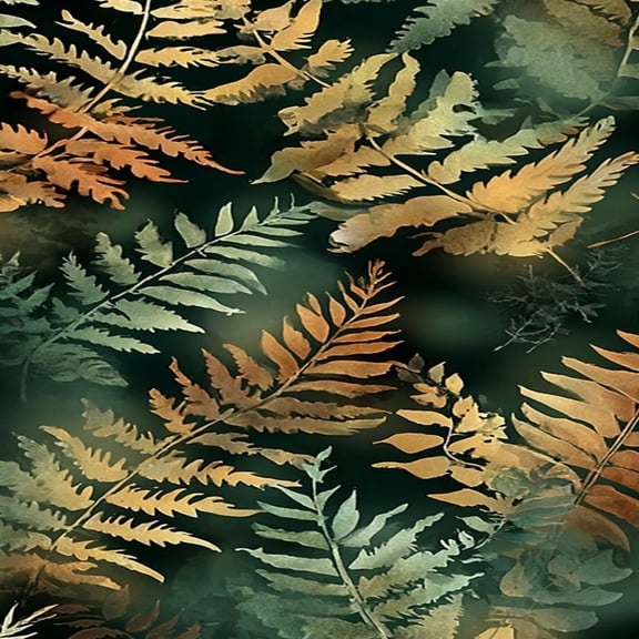 Peel and Stick Wallpaper 23.6in x 9.8ft Autumn Fern Leaves Soft Watercolor Green Orange Hues Contact Paper Vinyl Waterproof Self Adhesive Wall Paper for Bedroom Shelf Cabinet Renter Friendly