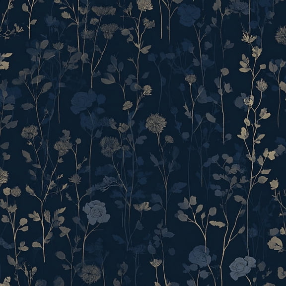 Peel and Stick Wallpaper 23.6in x 9.8ft Botanical Floral Dark Blue Contact Paper Vinyl Waterproof Self Adhesive Wall Paper for Bedroom Shelf Cabinet Renter Friendly
