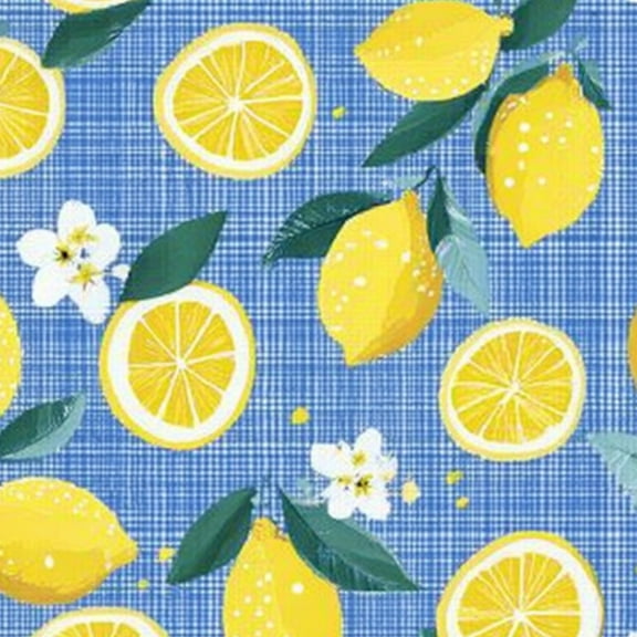 Peel and Stick Wallpaper 23.6in x 9.8ft Bright Yellow Lemons White Flowers Blue Gingham Contact Paper Vinyl Self-Adhesive Removable Wall Paper for Bedroom Nursery Bathroom Renter Friendly