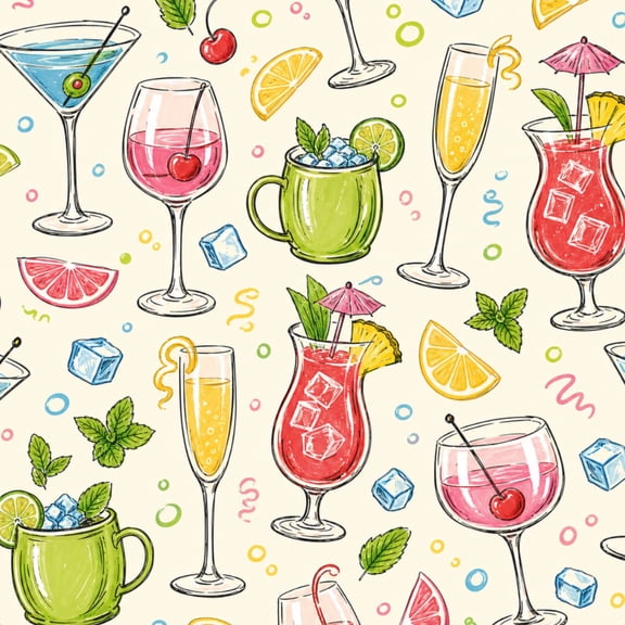 Peel and Stick Wallpaper 23.6in x 9.8ft Colorful Cocktail Fruit Garnishes Ice Cubes Cream Contact Paper Vinyl Waterproof Self Adhesive Wall Paper for Bedroom Shelf Cabinet Renter Friendly