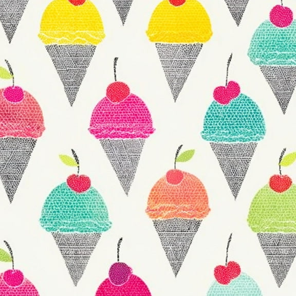 Peel and Stick Wallpaper 23.6in x 9.8ft Colorful Ice Cream Cone Cherries Vibrant Shades Contact Paper Vinyl Self-Adhesive Removable Wall Paper for Bedroom Kitchen Restaurant Renter Friendly