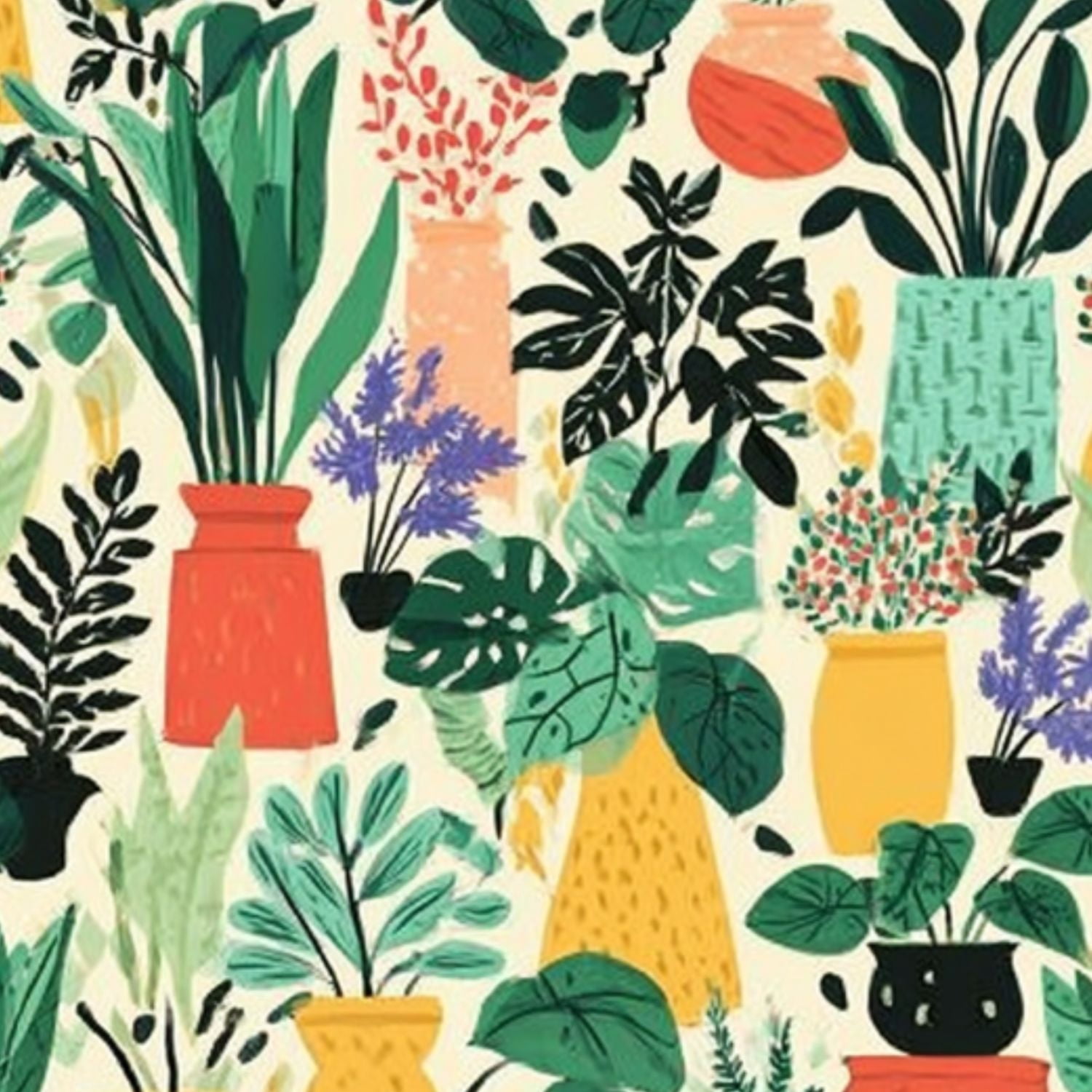 Peel and Stick Wallpaper 23.6in x 9.8ft Colorful Potted House Plants Tropical Leaves Contact Paper Vinyl Self-Adhesive Removable Wall Paper for Bedroom DIY Home Decor Renter Friendly