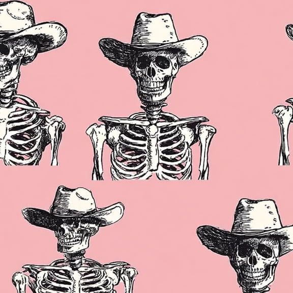 Peel and Stick Wallpaper 23.6in x 9.8ft Cowboy Skeleton Pink Contact Paper Vinyl Waterproof Self Adhesive Wall Paper for Bedroom Shelf Cabinet Renter Friendly
