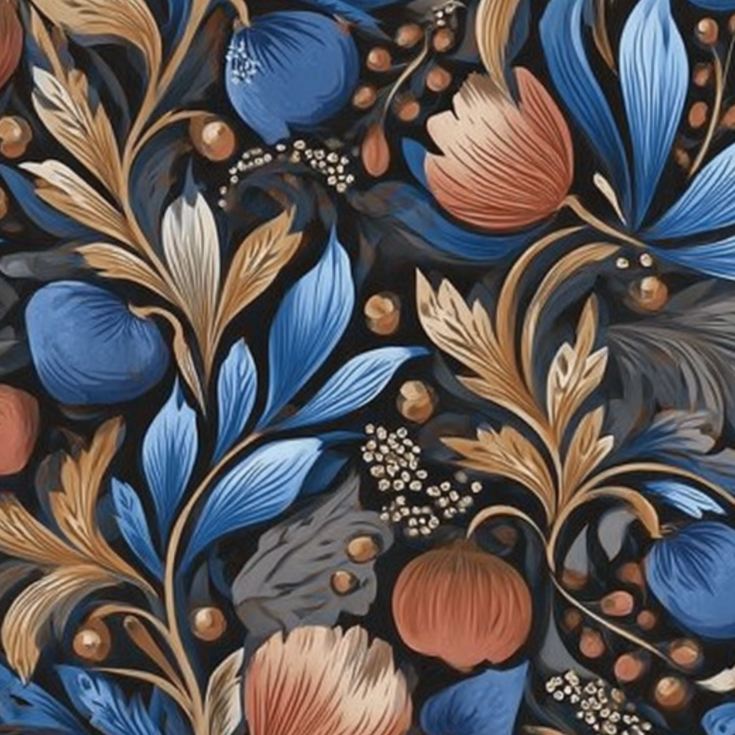 Peel and Stick Wallpaper 23.6in x 9.8ft Dark Academia Botanical Blue Orange Fruits Leaves Vintage Floral Contact Paper Vinyl Self-Adhesive Removable Wall Paper for Bedroom Bathroom Renter Friendly