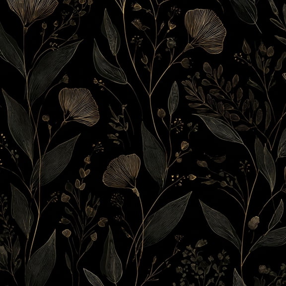 Peel and Stick Wallpaper 23.6in x 9.8ft Elegant Botanical Floral Gold Line Art Black Contact Paper Vinyl Waterproof Self Adhesive Wall Paper for Bedroom Shelf Cabinet Renter Friendly