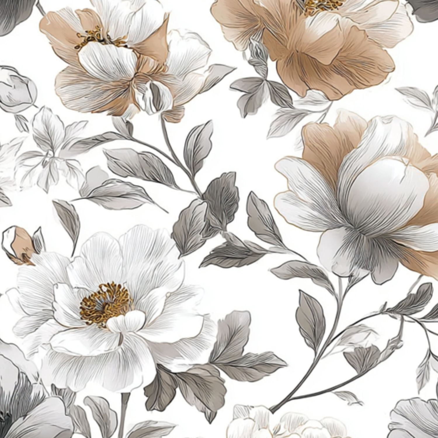 Peel and Stick Wallpaper 23.6in x 9.8ft Elegant Floral White Beige Peonies Soft Contact Paper Vinyl Self-Adhesive Removable Wall Paper for Bedroom DIY Home Decor Renter Friendly