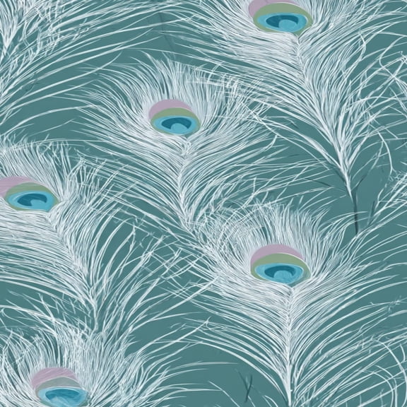 Peel and Stick Wallpaper 23.6in x 9.8ft Elegant Peacock Feather Soft Pastel Hues Teal vintage Contact Paper Vinyl Waterproof Self Adhesive Wall Paper for Bedroom Shelf Cabinet Renter Friendly