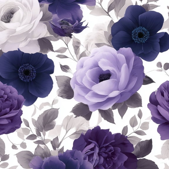Peel and Stick Wallpaper 23.6in x 9.8ft Elegant Seamless Floral Purple Blue White Flowers Light Contact Paper Vinyl Self-Adhesive Removable Wall Paper for Bedroom DIY Home Decor Renter Friendly