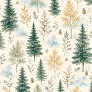 Peel and Stick Wallpaper 23.6in x 9.8ft Forest Tree Wood Green Pine Trees Autumn Leaves Fog Misty Contact Paper Vinyl Waterproof Self Adhesive Wall Paper for Bedroom Shelf Cabinet Renter Friendly