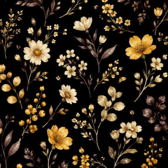 Peel and Stick Wallpaper 23.6in x 9.8ft Golden Floral Black Delicate Leaves Flowers Contact Paper Vinyl Waterproof Self Adhesive Wall Paper for Bedroom Shelf Cabinet Renter Friendly