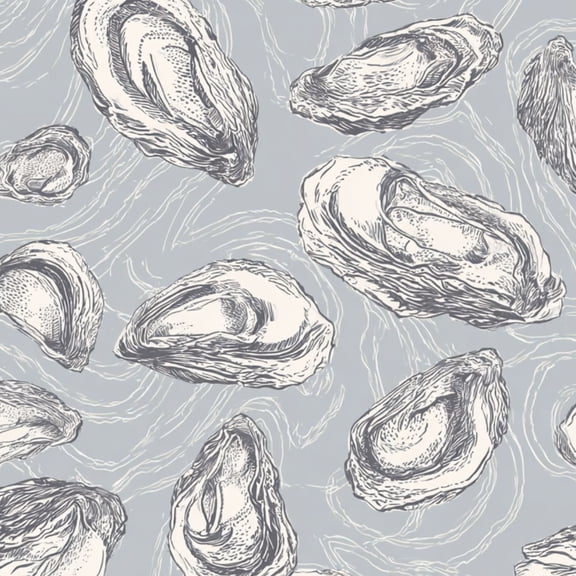 Peel and Stick Wallpaper 23.6in x 9.8ft Hand Drawn Oyster Shell Soft Gray Contact Paper Vinyl Waterproof Self Adhesive Wall Paper for Bedroom Shelf Cabinet Renter Friendly