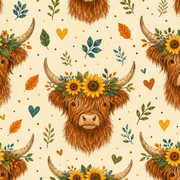 Peel and Stick Wallpaper 23.6in x 9.8ft Highland Cow Sunflowers Hearts Vibrant Style Contact Paper Vinyl Waterproof Self Adhesive Wall Paper for Bedroom Shelf Cabinet Renter Friendly