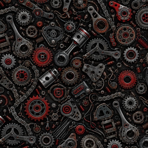 Peel and Stick Wallpaper 23.6in x 9.8ft Industrial Gear Mechanism Red Accents Metallic Details Contact Paper Vinyl Waterproof Self Adhesive Wall Paper for Bedroom Shelf Cabinet Renter Friendly