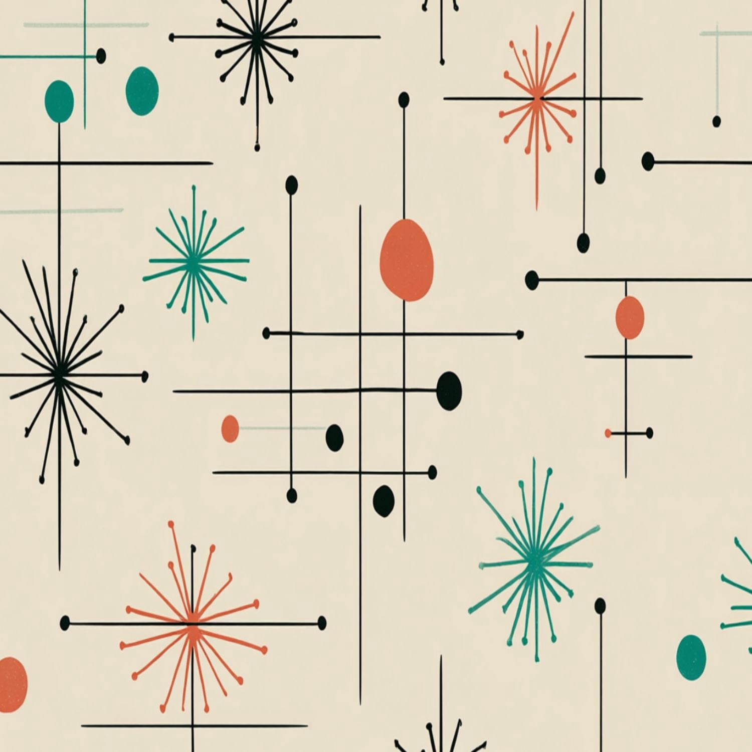Peel and Stick Wallpaper 23.6in x 9.8ft Mid Century Modern Vintage Retro Mod Fifties Contact Paper Vinyl Waterproof Self Adhesive Wall Paper for Bedroom Shelf Cabinet Renter Friendly