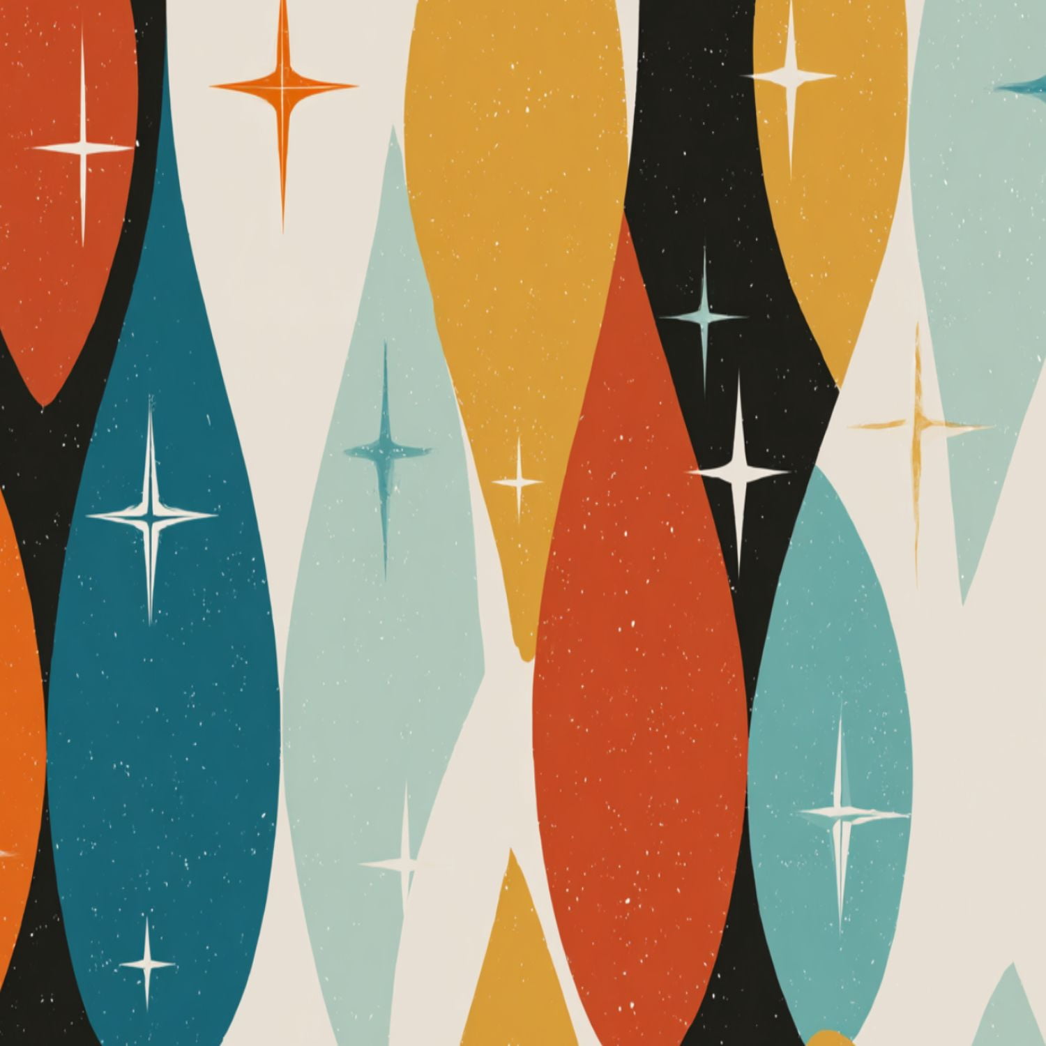 Peel and Stick Wallpaper 23.6in x 9.8ft Mid century modern age teal orange Ideal for Contact Paper Vinyl Waterproof Self Adhesive Wall Paper for Bedroom Shelf Cabinet Renter Friendly