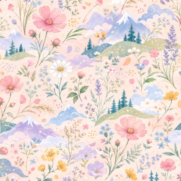 Peel and Stick Wallpaper 23.6in x 9.8ft Mountain Meadow Vibrant Wildflowers Sunset Sky Contact Paper Vinyl Waterproof Self Adhesive Wall Paper for Bedroom Shelf Cabinet Renter Friendly