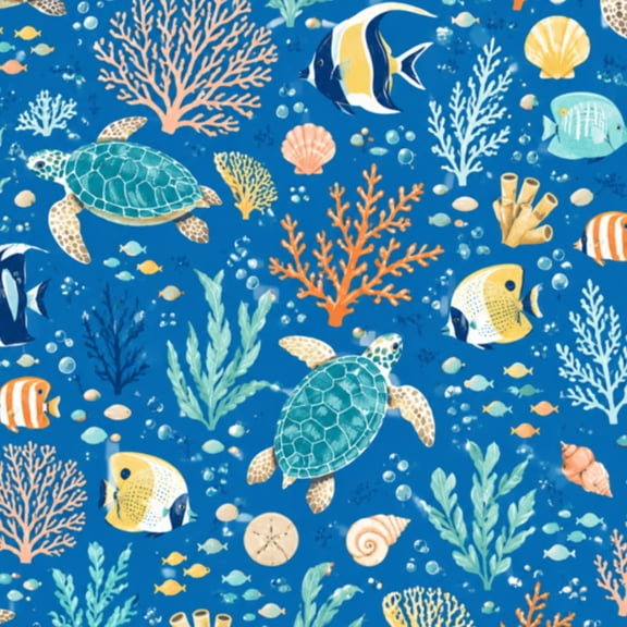 Peel and Stick Wallpaper 23.6in x 9.8ft Ocean Blue Sea World Underwater Turtle Dolphin Whale Fish Beach Contact Paper Vinyl Waterproof Self Adhesive Wall Paper for Bedroom Shelf Cabinet