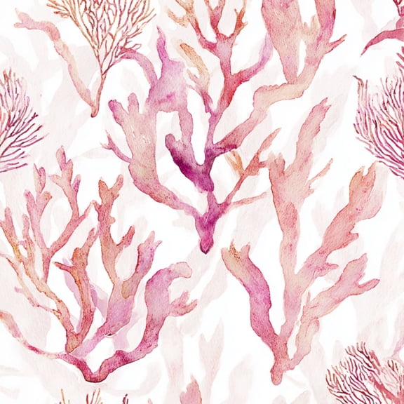 Peel and Stick Wallpaper 23.6in x 9.8ft Pink Coral Watercolor Seamless Blush Magenta Sea marine life Contact Paper Vinyl Waterproof Self Adhesive Wall Paper for Bedroom Shelf Cabinet Renter Friendly
