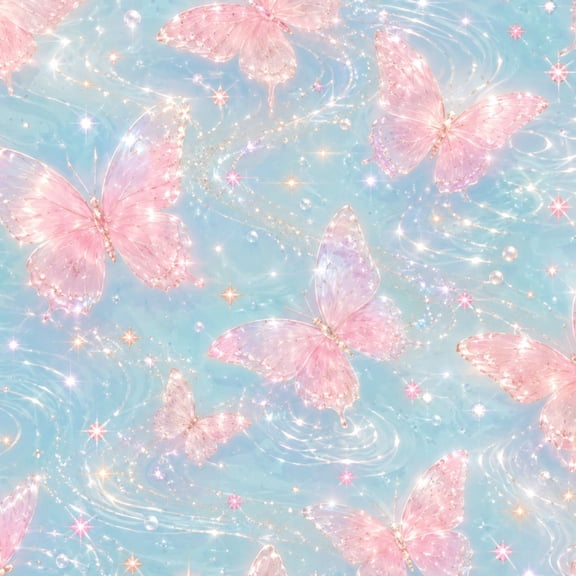 Peel and Stick Wallpaper 23.6in x 9.8ft Pink Glitter Butterflies Pastel Blue Watercolor Sparkles Dreamy Contact Paper DIY Self Adhesive Removable Wallpaper for Bedroom Cabinets Decor