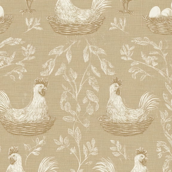 Peel and Stick Wallpaper 23.6in x 9.8ft Rustic Farmhouse Chicken Nesting Eggs Neutral Beige Tones Contact Paper Vinyl Waterproof Self Adhesive Wall Paper for Bedroom Shelf Cabinet Renter Friendly