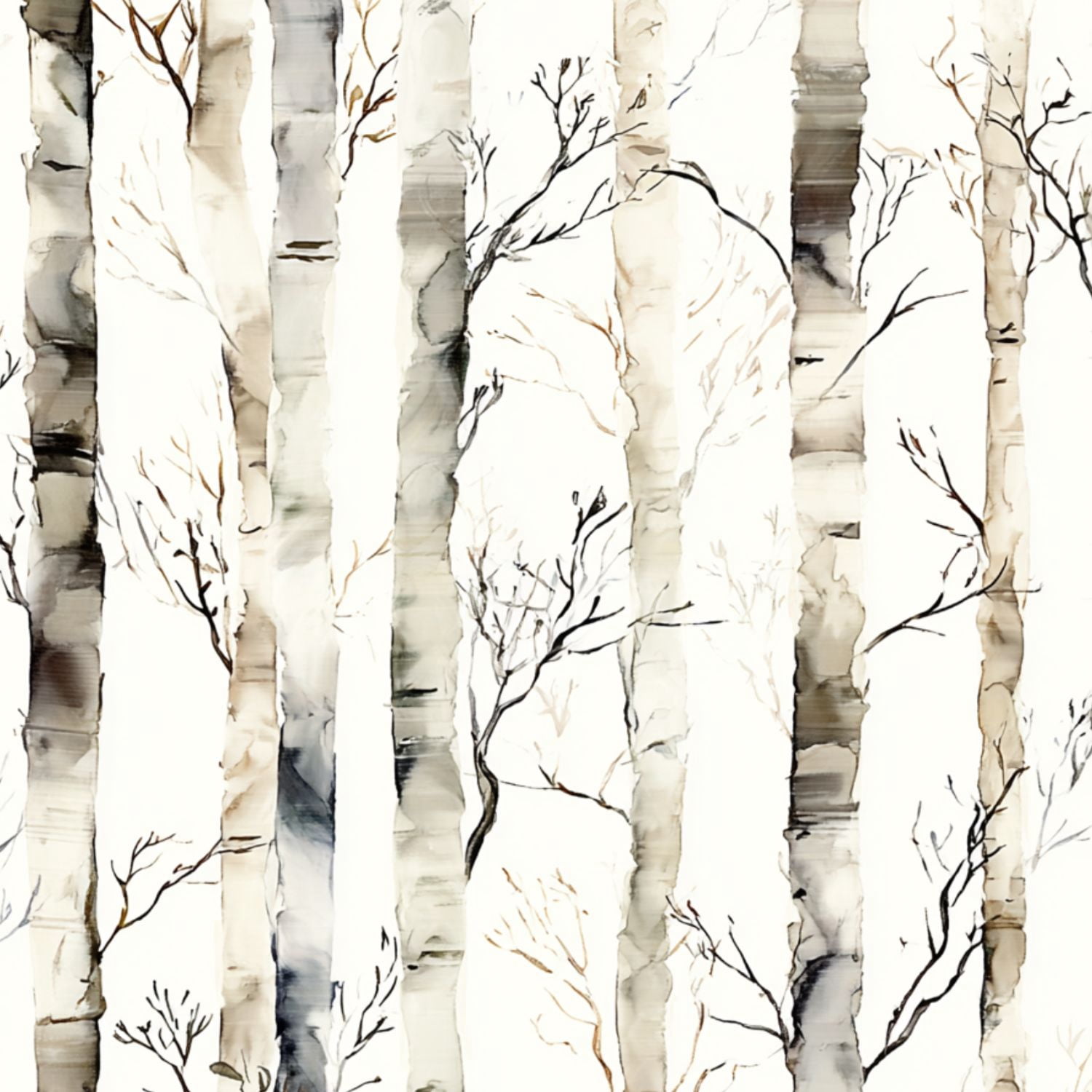 Peel and Stick Wallpaper 23.6in x 9.8ft Rustic Forest Watercolor Birch Trees Subtle Branches Neutral Contact Paper Vinyl Waterproof Self Adhesive Wall Paper for Bedroom Shelf Cabinet Renter Friendly